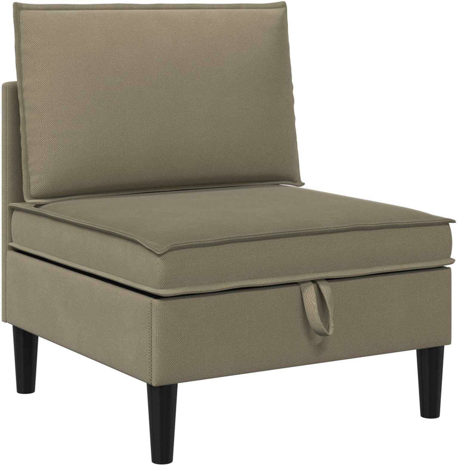 vidaXL Canapé central avec rangement Kaki Velours