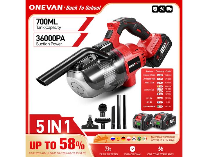 ONEVAN 6in1 aspirateur électrique sans fil 16KPA outil de nettoyage de tapis de poussière multifonction à main pour Makita broche de batterie 18V