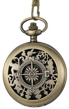 The Handy Homestead Retro Hollow Pocket Watch Compass For Men With Chain b
