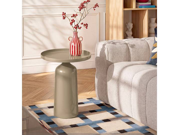 HABITAT - Table d'appoint en aluminium - Grège émaillé - Fanny