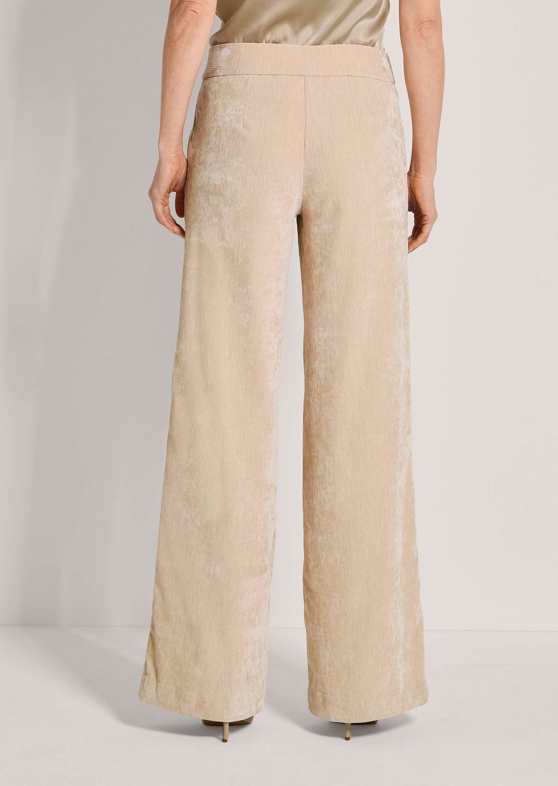 Schlupfhose MADELEINE "Hose Weite Samthose zum Schlüpfen", Damen, Gr. 44, N-Gr, kiesel, melange, Modern, weit, Hosen Schlupfhose