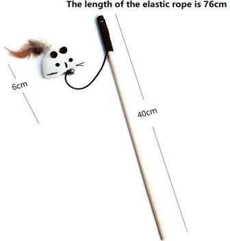 Inspired Living Interactive Feather Cat Wand Toy With Wooden Rod triangular Head