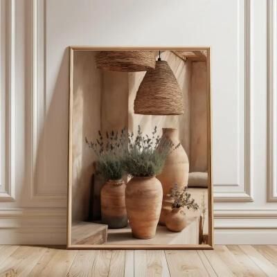 Uplift Essentials Mediterranean Minimalist Olive Tree & Pottery Canvas Art style 13 8 X 12 In