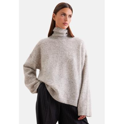 Strickpullover SEIDENSTICKER, Damen, Gr. L, grau, 33% Wolle, 33% Ziegenhaar, 28% Polyamid, 6% Elasthan, unifarben, oversize, ohne Ausschnitt, Pullover Strickpullover, Sweater Uni
