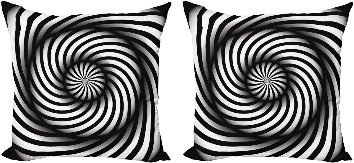 ABAKUHAUS Set van 2 kussenslopen zwart-wit swirl, 50 cm