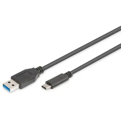 DIGITUS USB Typ C Anschlusskabel, Typ C - A St/St, 1.0m, 3A, 5GB, 3.0 Version, sw