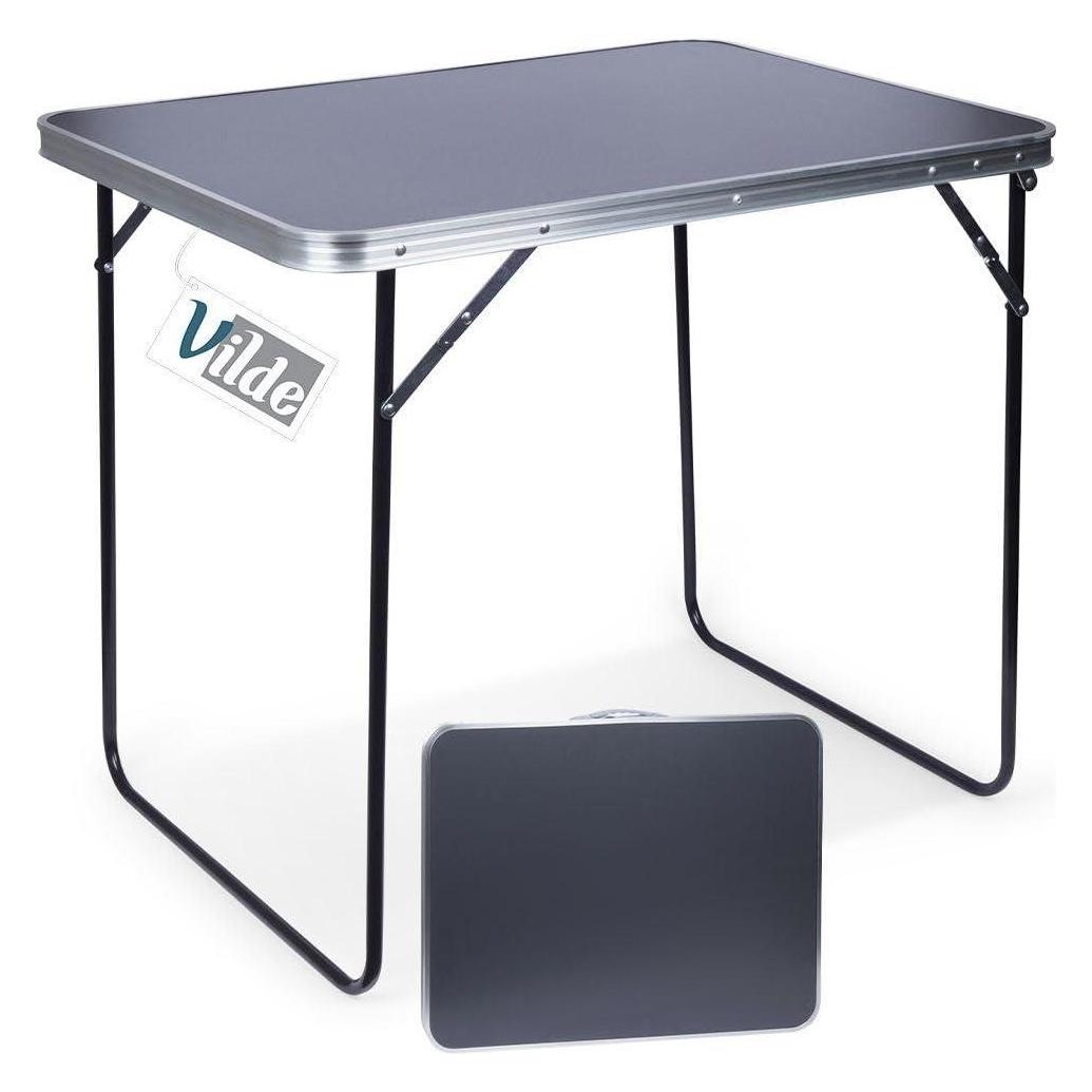 Vilde Klappbarer Reise- und Campingtisch - 80 x 60 x 70 cm - Metallgestell - MDF-Platte in Graphit (64821905)