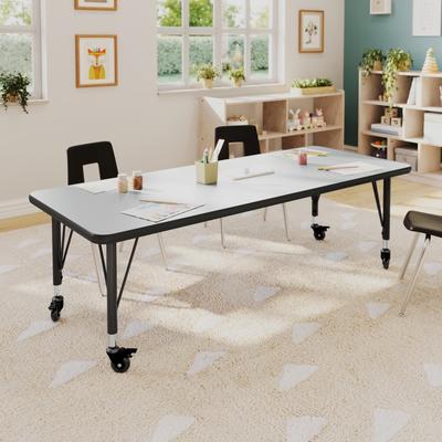 Lancaster Home Commercial Adjustable Height Rectangular Activity Table with Locking Casters