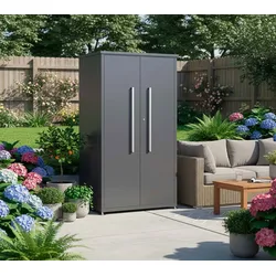 Westmann Capsa | Metall Gartenschrank mit Boden | Anthrazit - Anthrazit