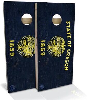 Skip's Garage Oregon Flag Outdoor Cornhole Board Set