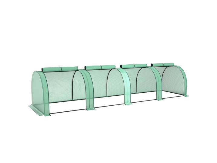 Serre Outsunny avec 4 fenêtres, structure en acier et PE, 395X100X80 cm, verte