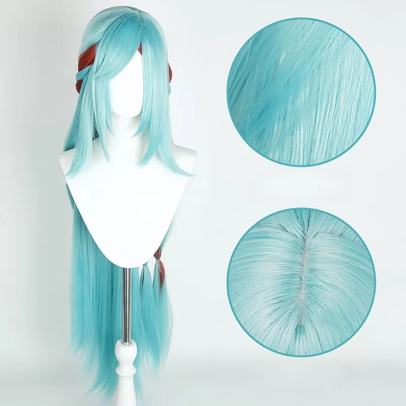 INF Himmelblaue Cosplay Perücke - 100cm Hochtemperaturfaser, Verstellbare Größe für Anime Rollenspiele