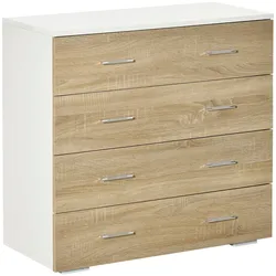 Helloshop26 - Schubladenkommode Schlafzimmer 76 x 35 x 72 cm 4 Schubladen Kippschutz zeitgemäß schlicht aus Spanplatten weiß