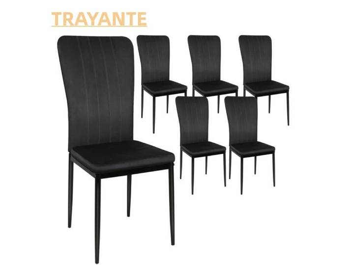 Chaise en tissu velours noir - TRAYANTE CHAISE - Lot de 6 - Contemporain - Design - Cuisine