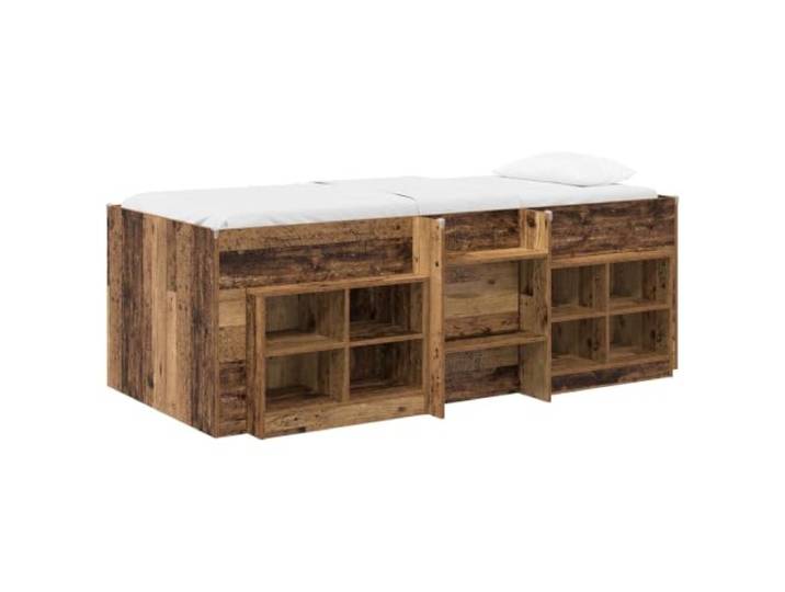 PUGYNBK Bettgestell Loft mit Schrank, 3 Stück, Holz Lattenrost inklusive, 2 Schränke 66 x 33 x 48 cm, erhöhtes Design für kleine Räume