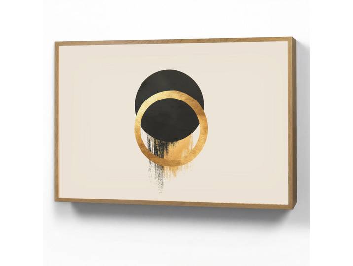 OnlyWow Wandleuchte MIT Akku Abstraktes Design - Schwarzer Kreis - Farbflecken 90x60 cm, Creme, Rechteckig, LED integrated, 90x60x8 cm, Lampen & Leuchten, Innenbeleuchtung, Wandleuchten