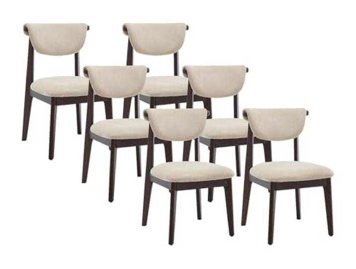 Vente-unique - Stuhl 6er-Set Gabiel - Holz Beige Strukturierte Oberfläche Gepolsterte Sitzfläche für mehr Komfort