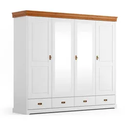 Schlafzimmerschrank Holzkleiderschrank mit Spiegel Türen und Metallgriffen