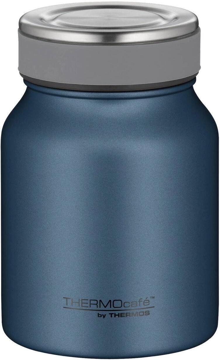 Thermobehälter THERMOS "TC FOOD JAR, Thermobehälter für Essen, spülmaschinenfest", blau (night blau mat), Lebensmittelaufbewahrungsbehälter, B/H/L: 14,2cm x 9,6cm, Edelstahl, Kunststoff, Silikon, Thermobehälter, 0,5l, 9h heiss & 14h kalt, dicht & auslaufs