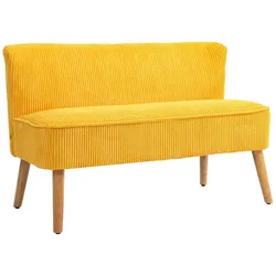 HOMCOM HOMCOM 2-Sitzer Sofa Polstersofa Zweisitzer Sofa Cordartiges Polyester Gelb