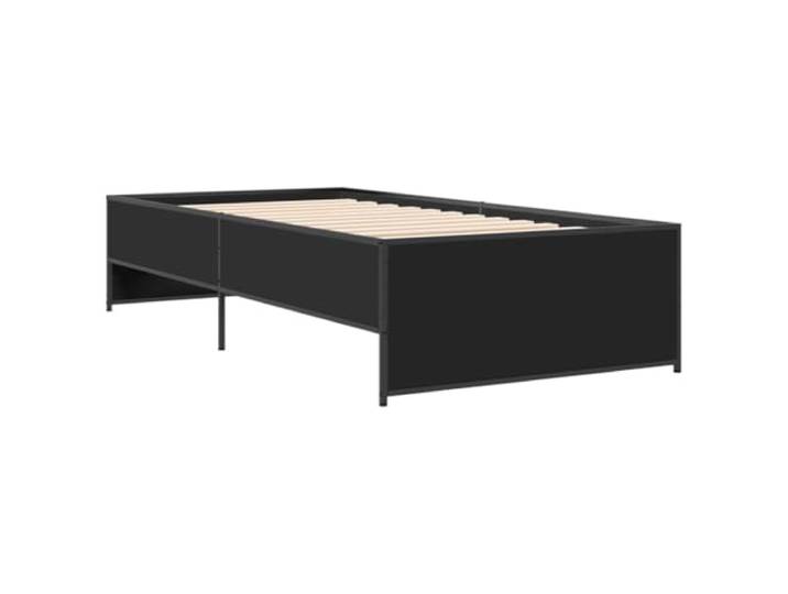 KTHLBRH Bettgestell schwarz 90 x 190 cm aus mehrschichtigem Holz und Metall inkl. Lattenrost, Stahlbeine, stabile Struktur, einfache Montage
