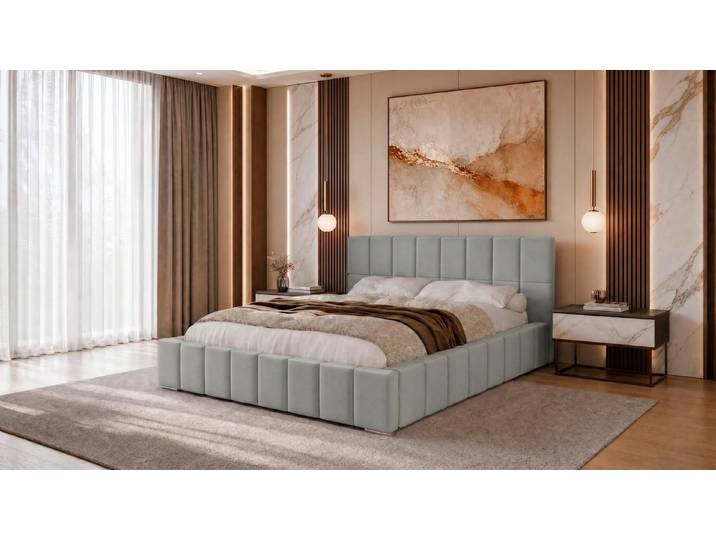 MARPUR Polsterbett ALMA Luxus Polsterbett mit Lattenrost und großem Bettkasten (Polsterbett mit Bettkasten und Kopfteil, Lattenrost, Füße, Anleitung), Gepolstertes Kopfteil für optimalen Lesekomfort & Farben wählbar