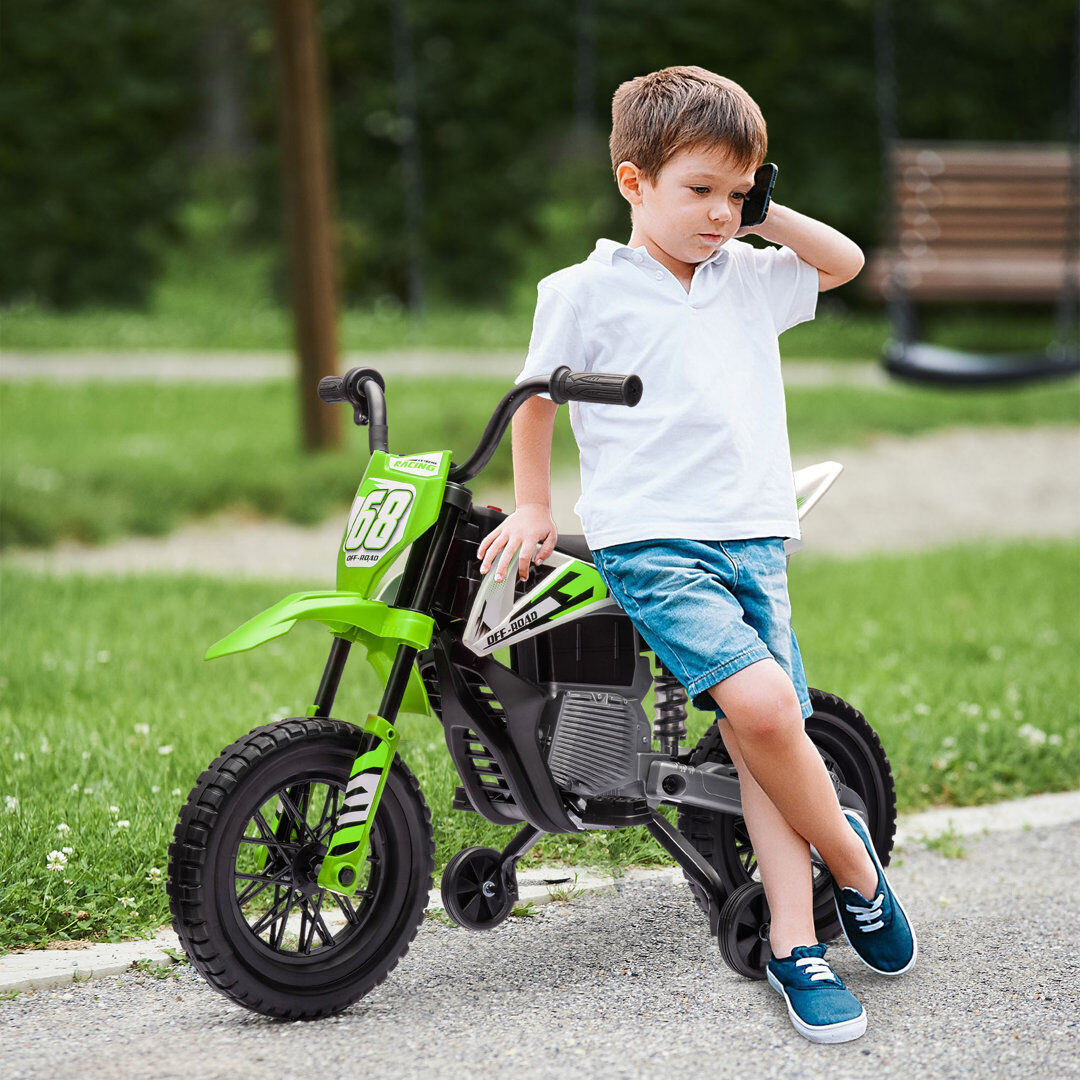 Zoomie Kids AIYAPLAY 12V Ride On Motorbike with Removable Training Wheels Green 1