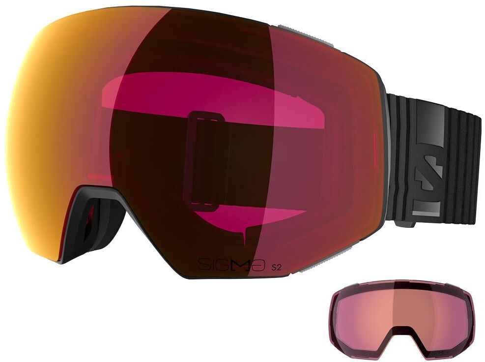 Salomon  - Radium Prime Black Sigma Poppy Red + Sigma Light Blue - Masque de Ski