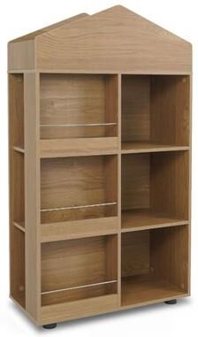Costway Kids Bookshelf and Toy Storage Organizer 4-Tier House-Shaped Toddler Bookcase-Natural