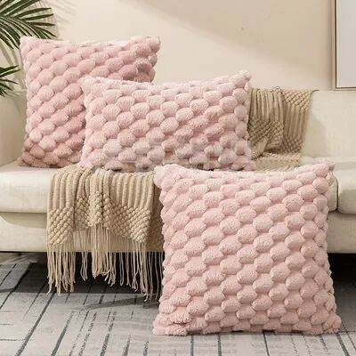 Perfect Picks Market "Snowflake Velvet Throw Pillow Cover For Sofa & Living Room Decor pink 17.72"" 17.72"" Inches"