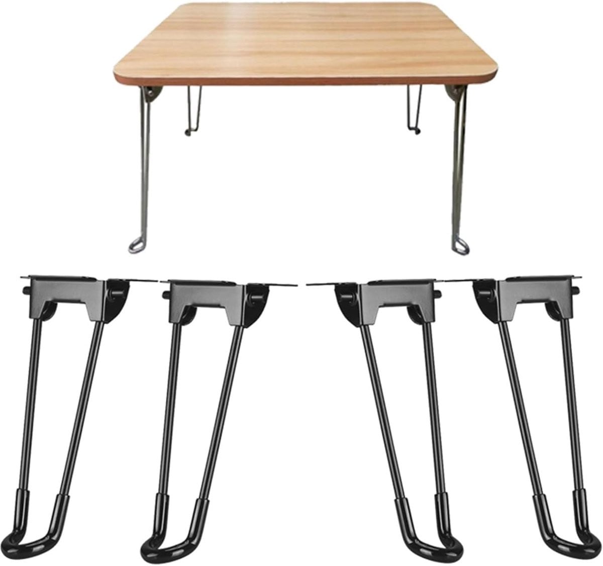 Inklapbare en hoogte verstelbare tafelpoten voor meubels - Zwart - 20-60 cm