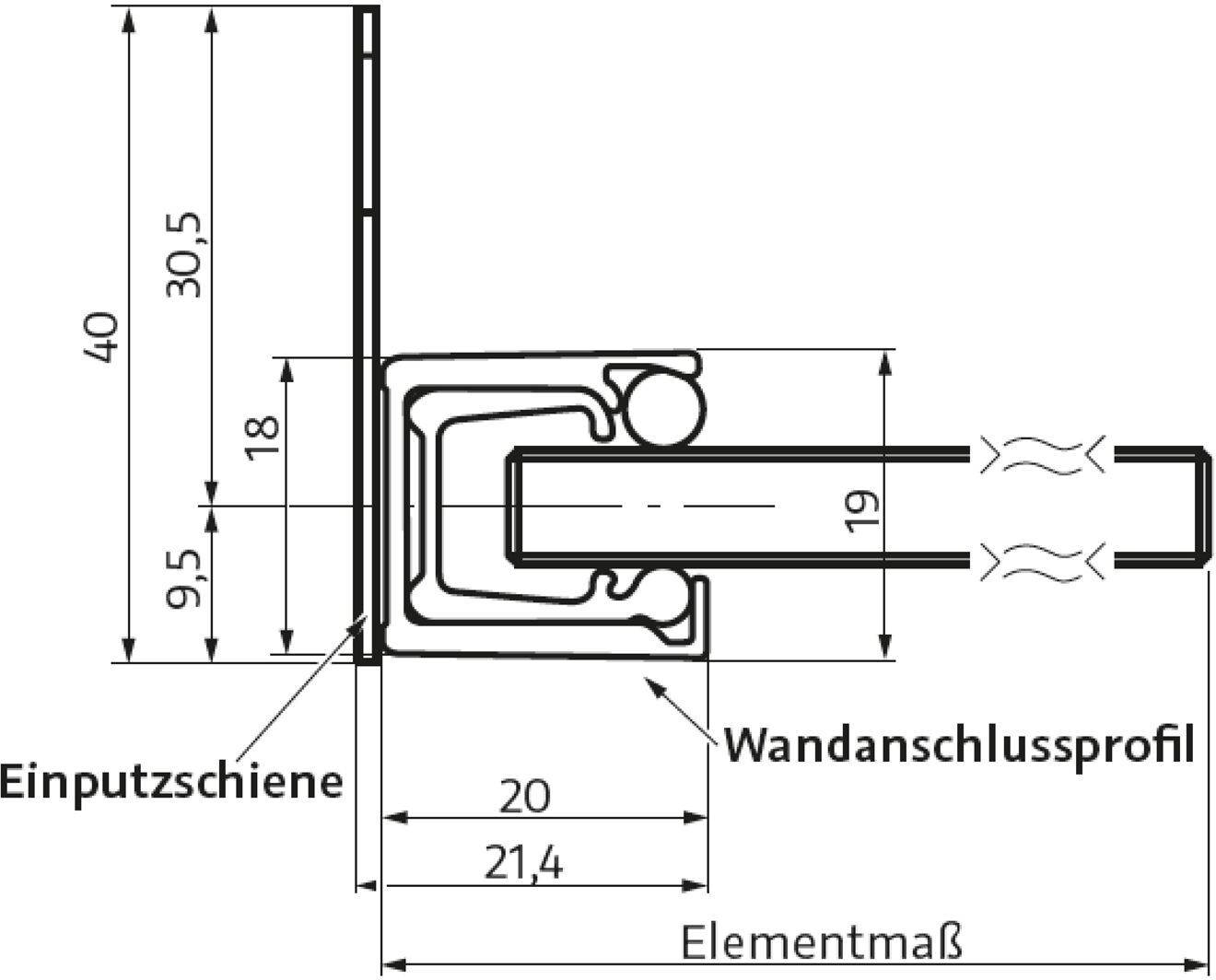 HSK Einputzschiene für Walk In Pro