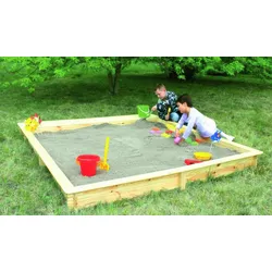 Sandkasten Groß mit Staukasten 253 x 225 x 21 cm - Holzsandkasten aus unbehandeltem Fichtenholz - Sandkiste für den Garten