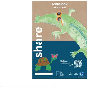 share Zeichenblock 4-0012, A4, 80 g/m², weiß, geleimt, 100 Blatt