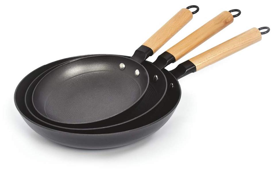 Gusseiserne Pfanne mit Wabenstruktur, 20/24/28 cm, 3 Stück