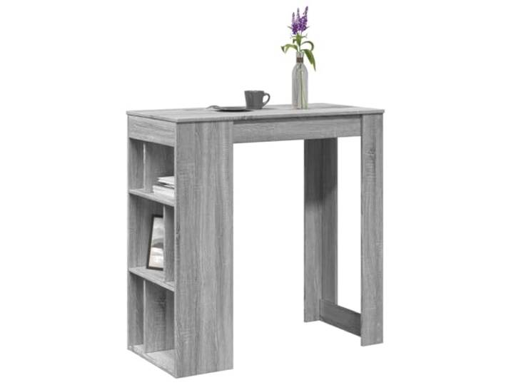 Bartisch mit Regal Grau Sonoma Holzwerkstoff 102x50x103,5 cm 6 Fächer 6 Fächer, pflegeleichte Oberfläche, robustes Holzwerkstoff, vielseitig in Küche, Wohnzimmer, Essbereich