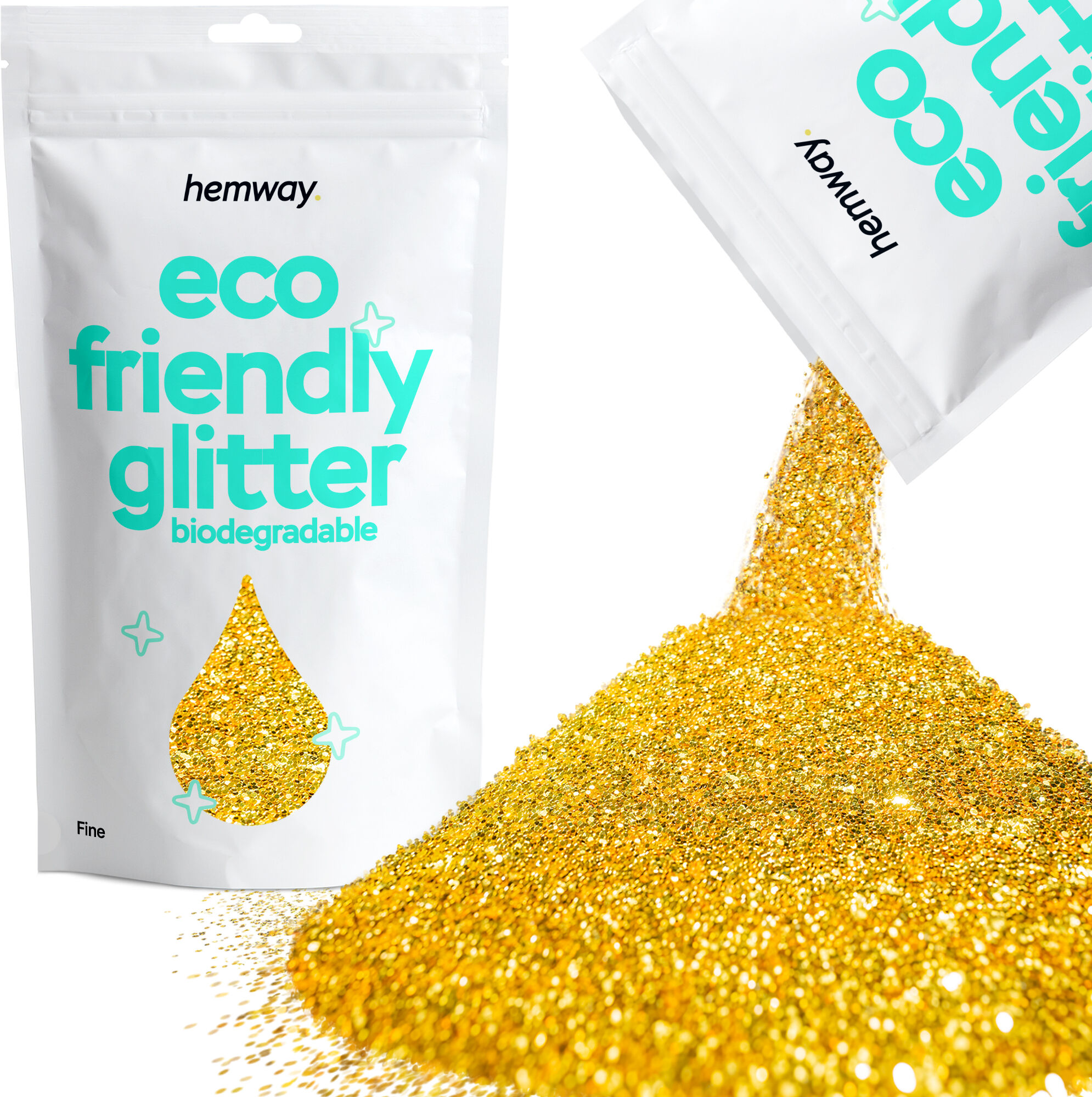 Hemway Biodegradable Eco Friendly Glitter 100g / 3.5oz   Gold   DIY, Decoration, Arts & Crafts - Gold - Fine 100g