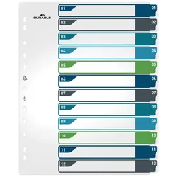 DURABLE Ordnerregister Überbreite 1-12 DIN A4
