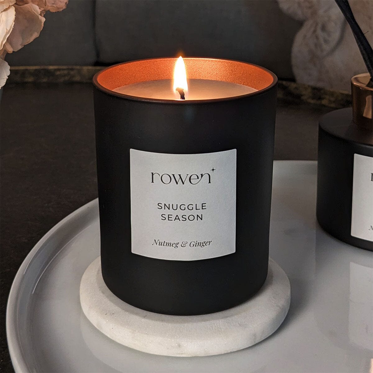 Snuggle Season Black & Rose Gold Scented Candle - Nutmeg & Ginger