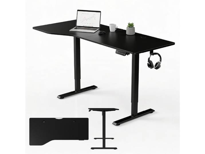 Bureau Électrique Juskys 160x75 cm Assis Debout Réglable Hauteur Mémoire Noir