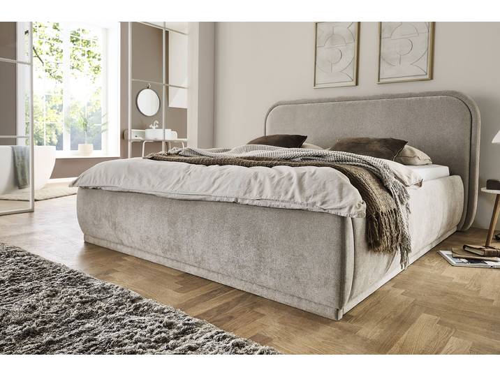 Polsterbett MEISE.MÖBEL SOMA erhältlich in den Breiten 160 & 180cm, wahlweise mit Bettkasten , beige, B:215cm H:115cm L:219cm, Betten, Polsterbett, in verschiedenen Farben erhältlich