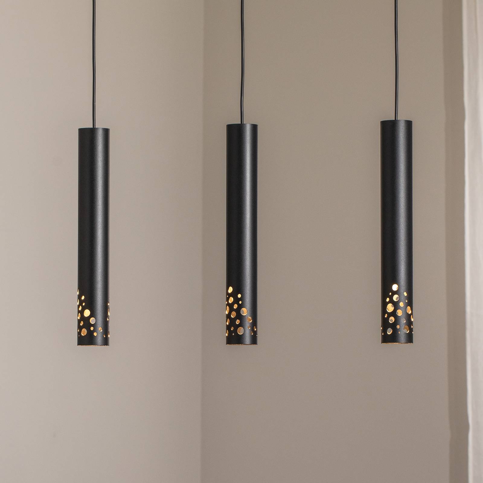 Hängelampe Tibia Luminex, dimmbar, schwarz, für Wohn- / Esszimmer, Metall, Pendelleuchte