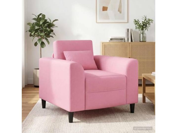 NLQMSU Sessel aus Stoff, modern, Rosa, mit breiten Armlehnen, Sperrholz Schlichtes Design, Wohnzimmer oder Schlafzimmer, stabiler Sitz, zeitgenössische Linien, Saugpflege