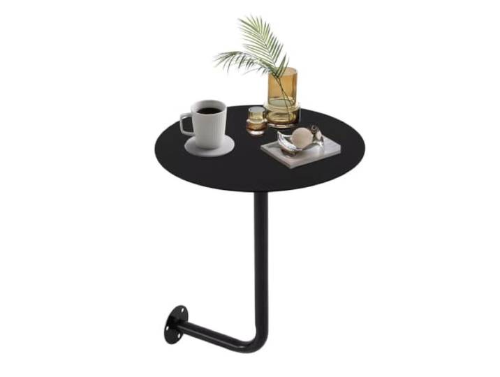 An der Wand montierter runder schwarzer Bartisch in L-Form Platzsparender Tisch – ideal for Kaffee, Kneipen und Theken auf Barhöhe(40cm)