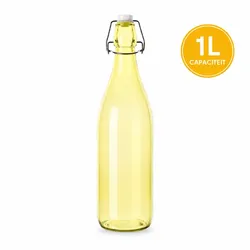 WDMT Glasflasche mit Bügelverschluss 1 L – Gelb – Ø 8,6 x 32 cm – wiederverwendbar