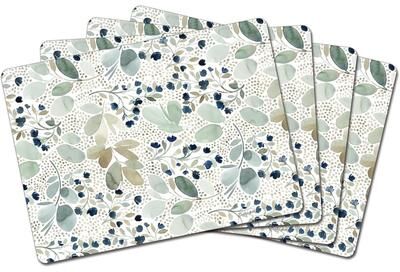 CounterArt Blooming Soon Boxed Set of 4 Premium Hardboard Placemats Decorative Heat Tolerant and Easily Wipes Clean