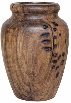Eangee Home Design Eangee Handcrafted Sunken Wood Classic Table Vase with Glass Insert, Small Light Finish