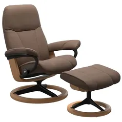 Stressless Sessel mit Hocker Consul Signature Leder Braun Batick Mole S (Small)