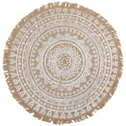 byRoom Teppich aus Jute mit Mandala Print, Ø150cm, silber