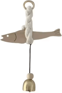 Inspire Picks Lightweight Wooden Fish Hanging Ornament With Bell Nautical Wall & Door Decor s style 1